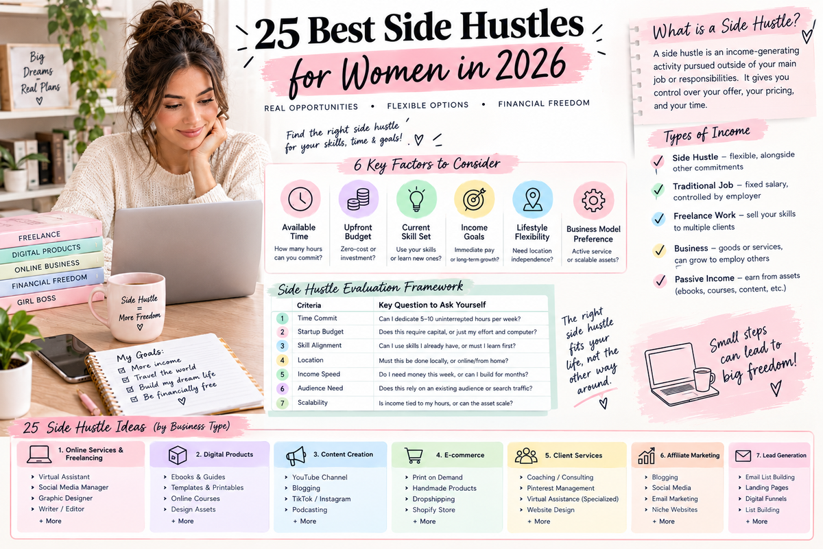 25 Best Side Hustles for Women in 2026