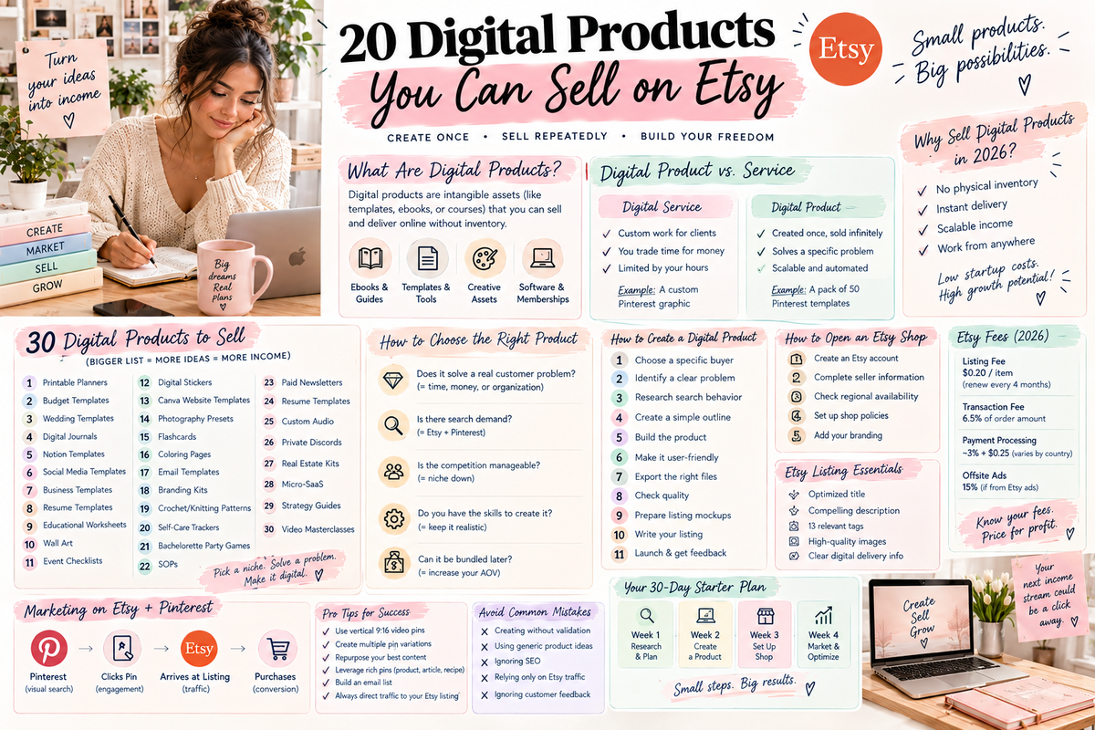 20 Digital Products You Can Sell on Etsy