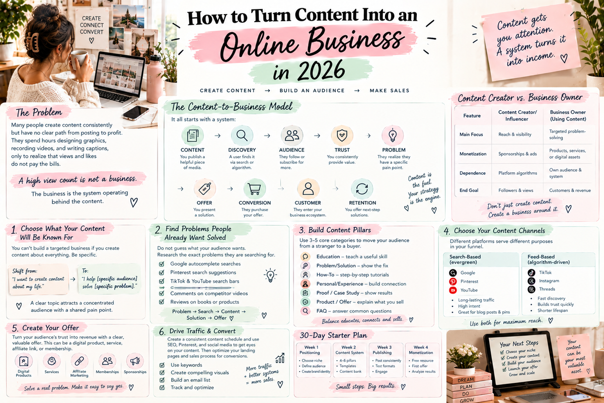 How to Turn Content Into an Online Business in 2026